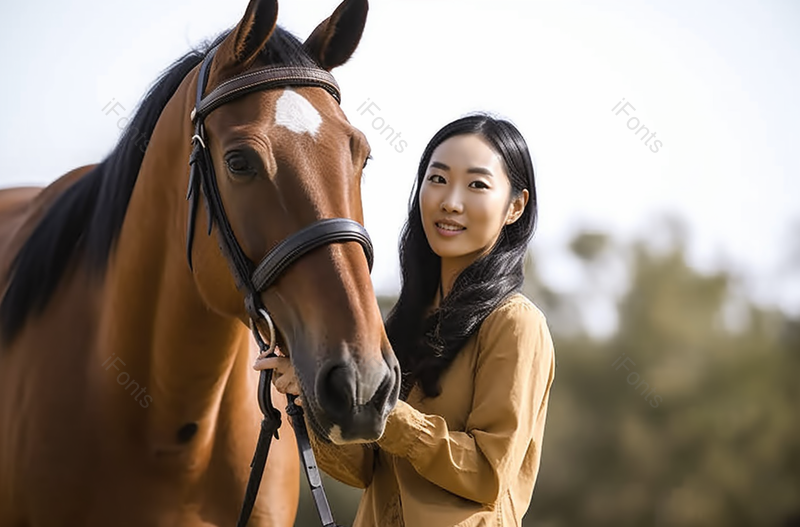 年轻女子和马,高清,摄影图,摄影图片,图片大全,摄影图免费下载